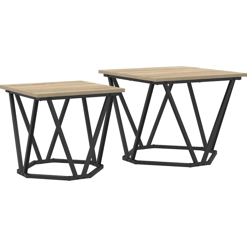 vidaXL Bijzettafelset 2 st Sonoma Eiken 50 x 50 x 40 cm, foto 3