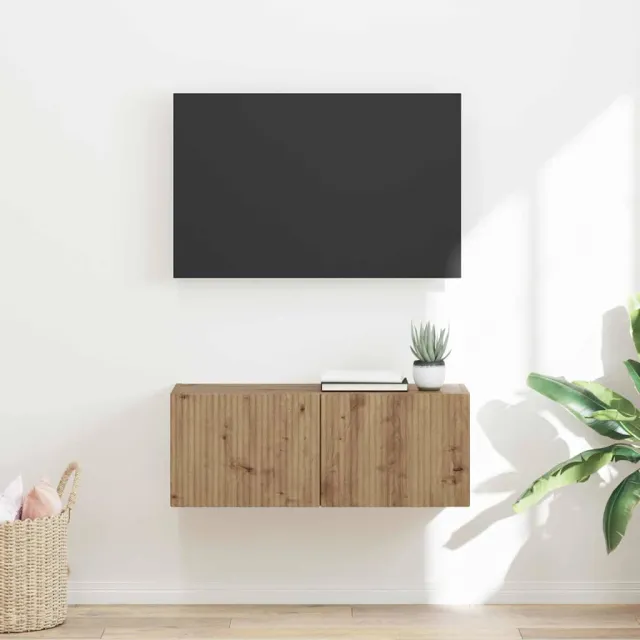 vidaXL TV Wandkast 78,5 x 30 x 29,5 cm Artisanaal eiken Bewerkt hout, foto 2