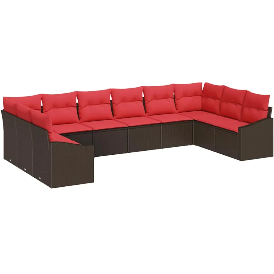 vidaXL Bankstel 10 st Bruin poly rattan, foto 4