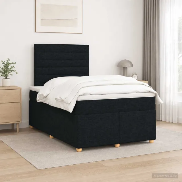 vidaXL Boxspringbed met matras met hoofdeinde Zwart 120 x 190 cm Stof