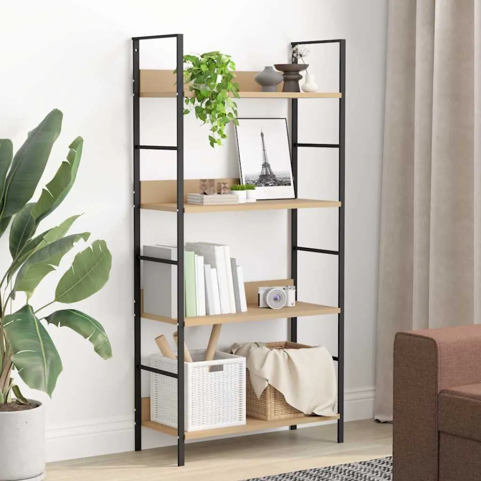 vidaXL Boekenkast 4 schappen 60x27,6x124,5 cm bewerkt hout eikenkleur, foto 3