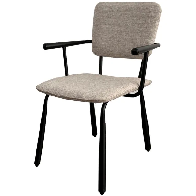 Livingfurn Eetkamerstoel Brix Finn - Zwart - Stof & Staal - 56,5x52x86 cm - Set van 2 Beige