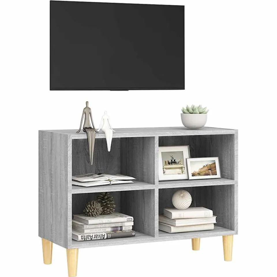 vidaXL Tv-meubel met houten poten 69,5x30x50 cm grijs sonoma eiken