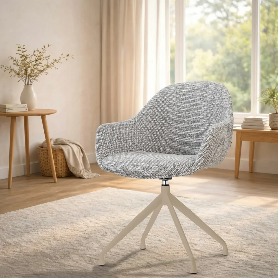 Nolon Nola-Isa draaibare eetkamerstoel grijs blend - beige onderstel, foto 3
