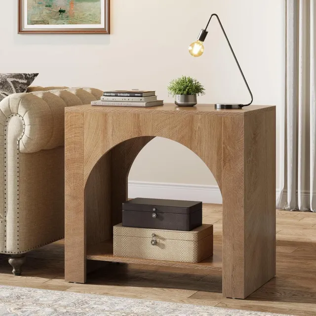 Tribesigns Bijzettafel - Bedtafel - Zijtafel met een Robuuste Houten Voet - 70 x 40 x 65 cm - Nachtkastje Kleine Salontafel voor Woonkamer Slaapkamer - Bruin