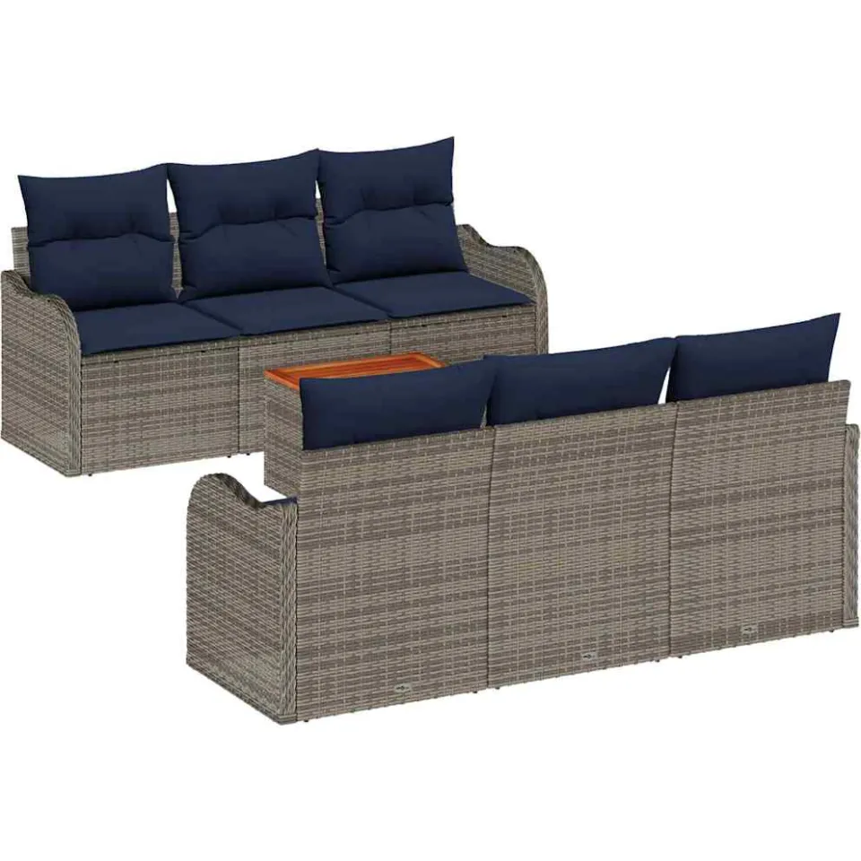 vidaXL Tuinbankenset 7 st Grijs poly rattan