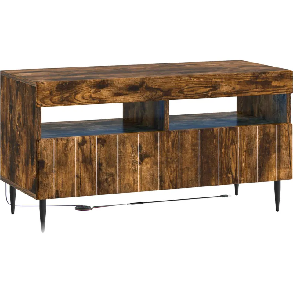 vidaXL LED tv-meubel ZWOLLE 81 x 35 x 43 cm Gerookt eiken Bewerkt hout Bruin