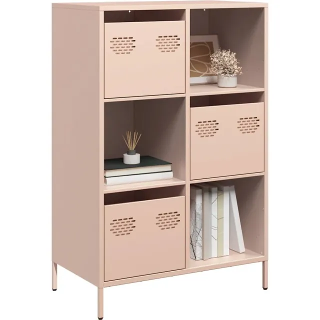 vidaXL Hoge kast 68x39x103,5 cm staal roze