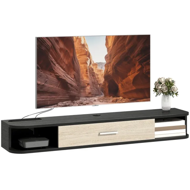 Homcom TV-standaard van MDF, 120x26x16 cm, zwart