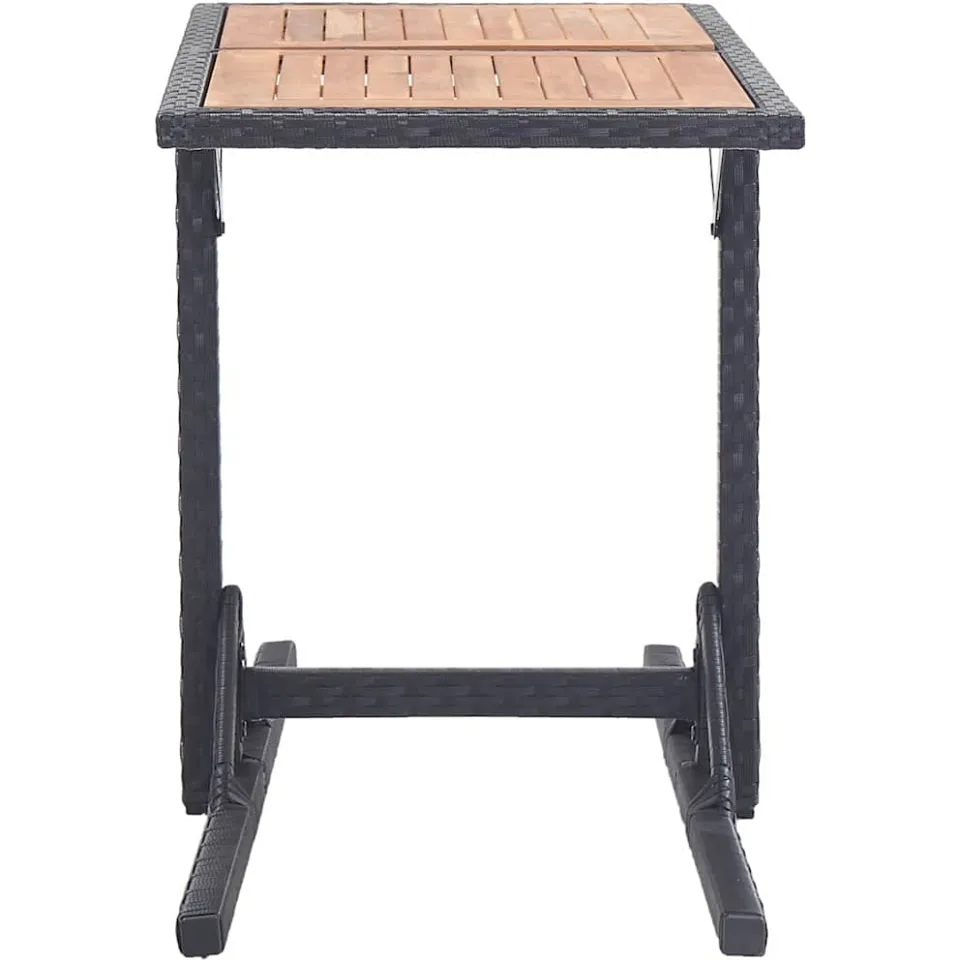 vidaXL Tuintafel massief acaciahout en poly rattan zwart, foto 4