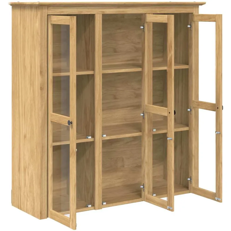 vidaXL Kast met Glazen Deuren BODO Honingbruin 115,5 x 38,5 x 118 cm