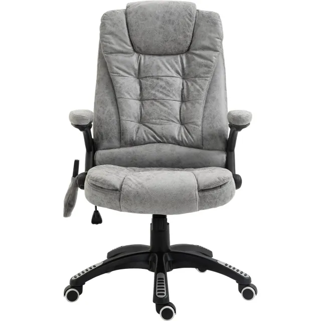 Clruro Bureaustoel - 68x72x110-120 cm - 6 Massagepunten en Warmtefunctie - Grijs