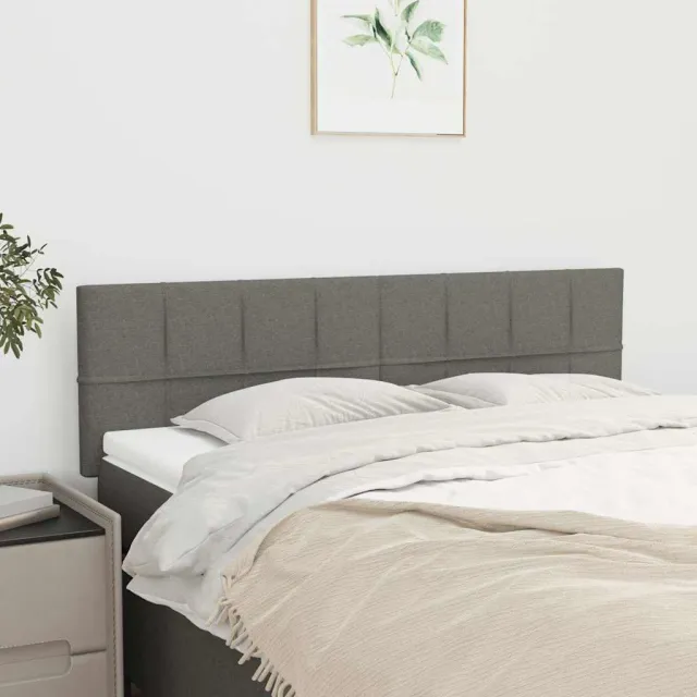 vidaXL Hoofdborden 144x5x78/88 cm stof donkergrijs grijs
