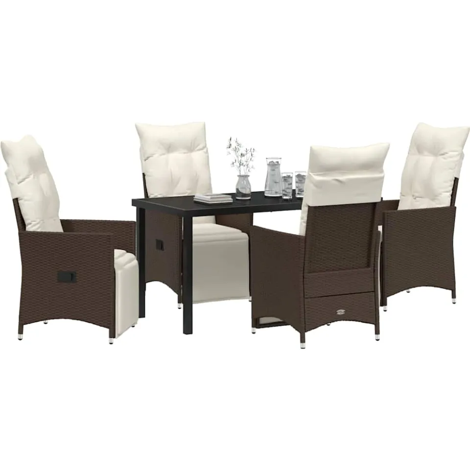 vidaXL Tuin eettafelset 5 st Bruin poly rattan