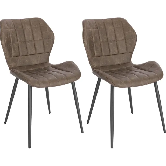 KAMYRA Kunstlederen Eetkamerstoelen - Eetkamerstoel - Stijlvol, Ergonomisch & Comfortabel - Set van 2 - Donkerbruin