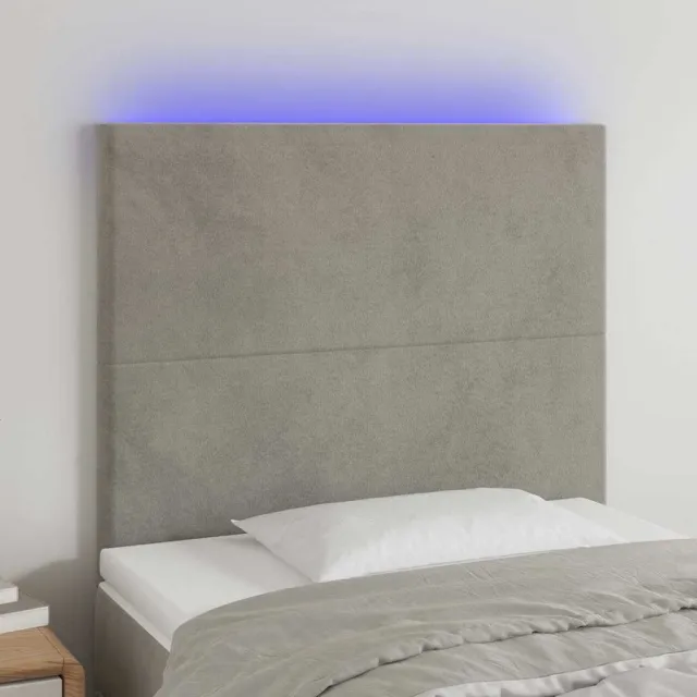vidaXL Hoofdbord LED 100x5x118/128 cm fluweel lichtgrijs grijs