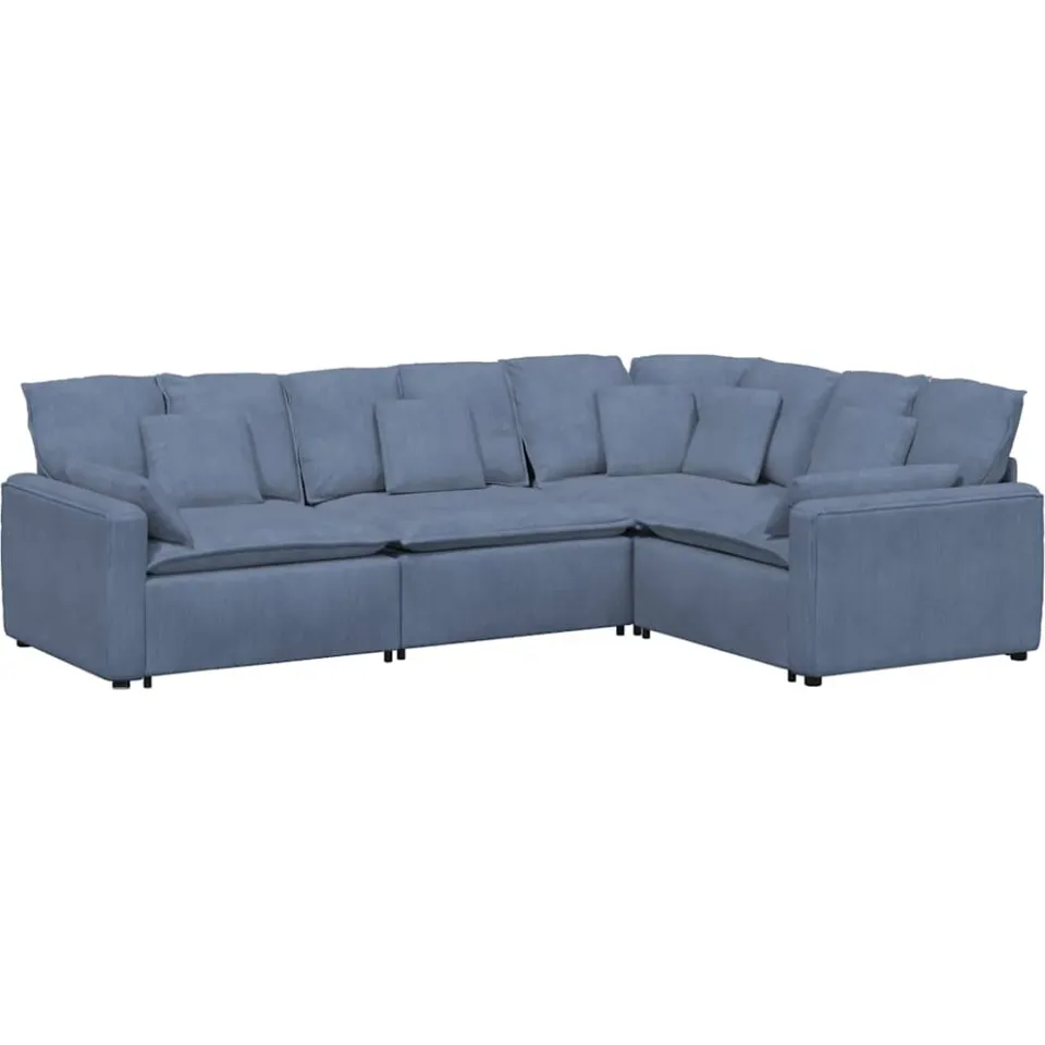 vidaXL Modulaire bank met kussens corduroy stof blauw, foto 4
