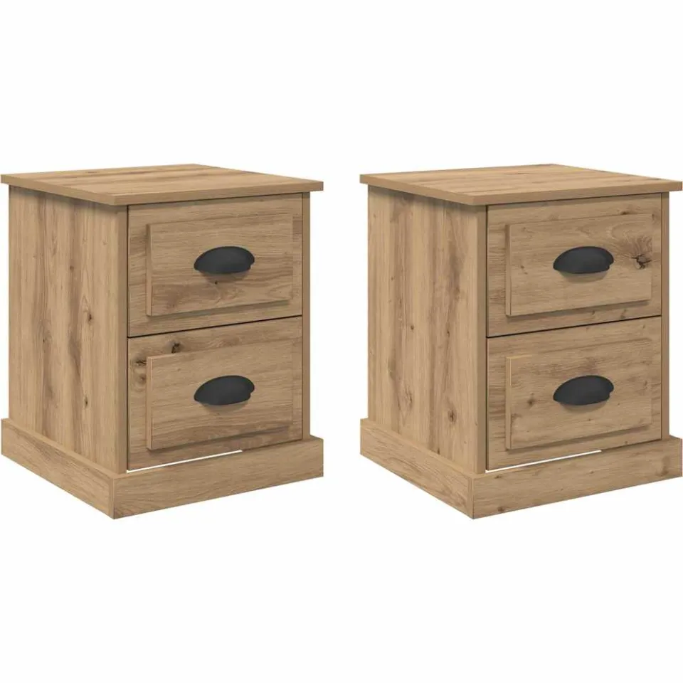 vidaXL Nachtkastje 2 st Artisan Eiken 39 x 39 x 47.5 cm Bewerkt hout, foto 3