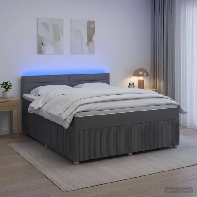 vidaXL Boxspringbed met matras Donkergrijs 140 x 190 cm Stof