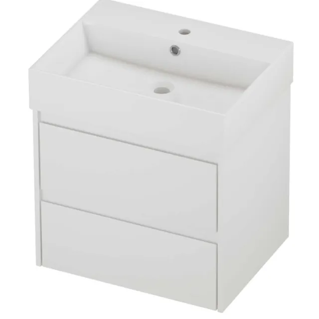 Proline Zara Badmeubelset Porselein Loft 1 Kraangat 60x46x65 cm Glans Wit Mat Wit