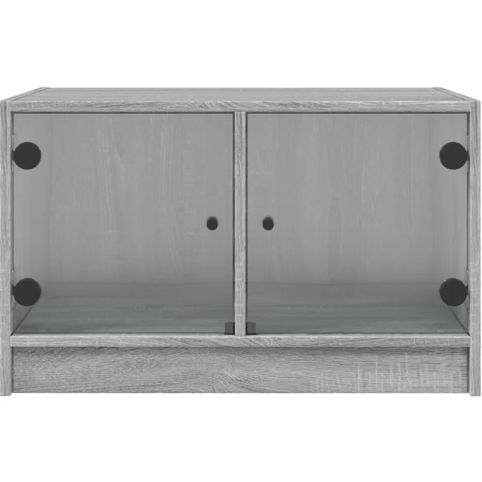 vidaXL Salontafel met glazen deuren 68x50x42 cm grijs sonoma eiken, foto 4