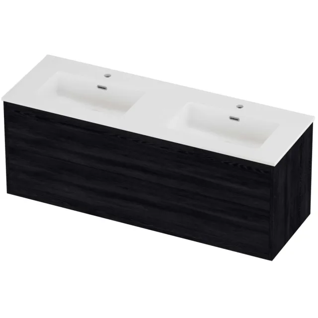 Proline Tribute Badmeubelset Porselein Elegant 140x46x54 cm Mat White Black Oak Eiken