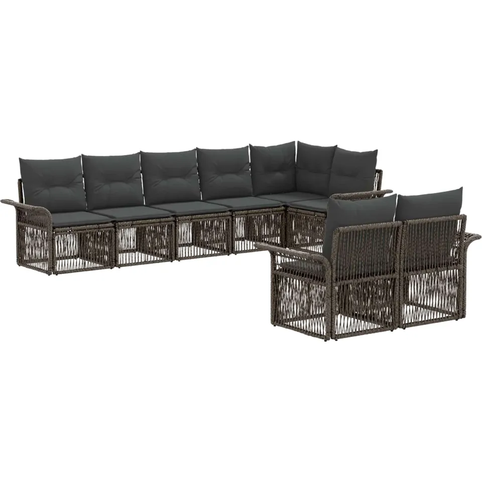 vidaXL Tuinbankenset 8 st 8-zits Grijs poly rattan, foto 3