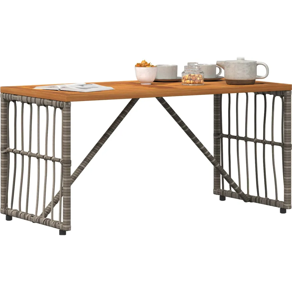 vidaXL Buiten Tafel Grijs 80 x 40 x 40 cm Staal en Poly Rattan