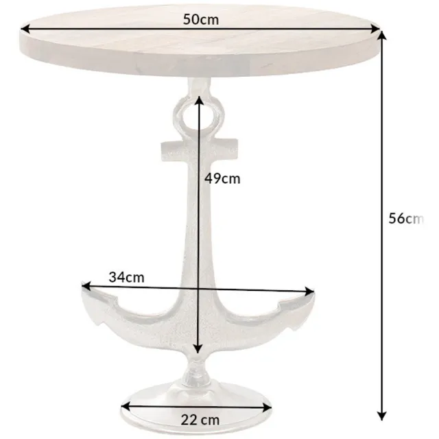 Invicta Interior Maritiem design bijzettafel SEVEN SEAS 50cm anker met mangohouten blad - 38542 Zie omschrijving