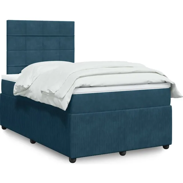 vidaXL Boxspring met matras fluweel blauw 120x200 cm