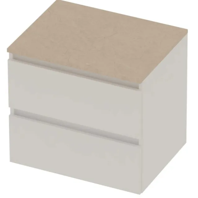 Basic-Line Deck 46 Badmeubelset Greeploos 60x46x58 cm Mat White Sand Stone Beige
