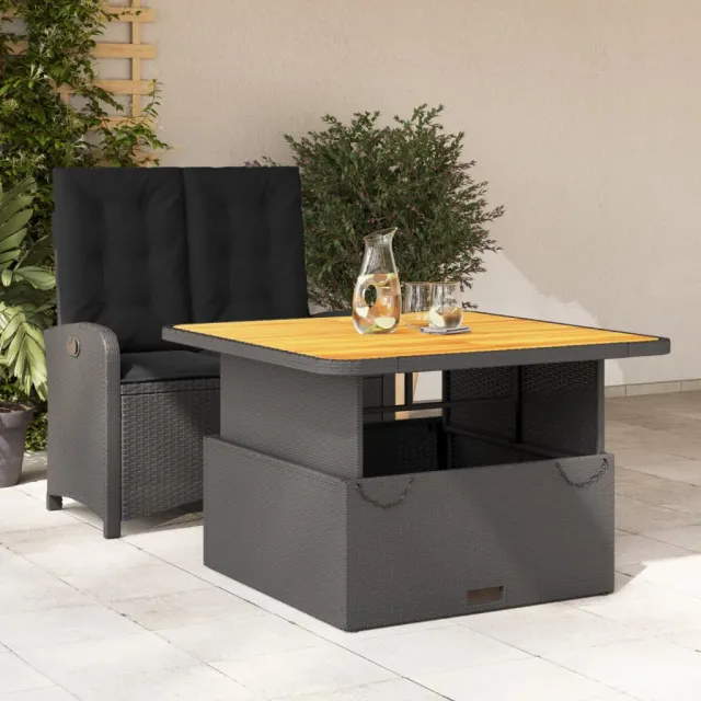 vidaXL 2-delige Tuinset met kussens poly rattan zwart, foto 2