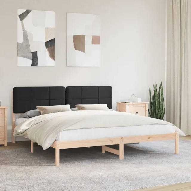 vidaXL Bedframe met Gevoerd Hoofdgedeelte Zwart 200 x 200 cm