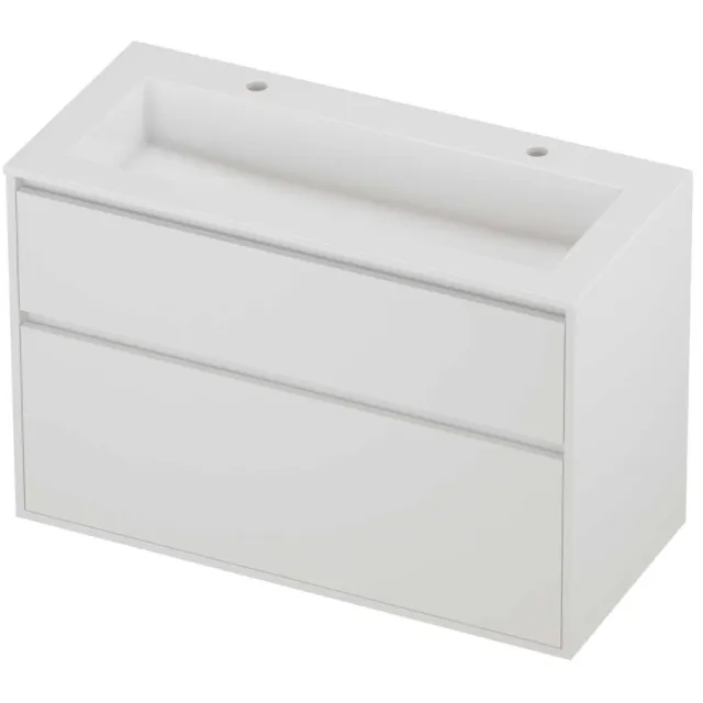 Proline Aristo Badmeubelset Polystone Elegant Greeploos 100x46x67 cm Glans Wit Mat White Mat Wit