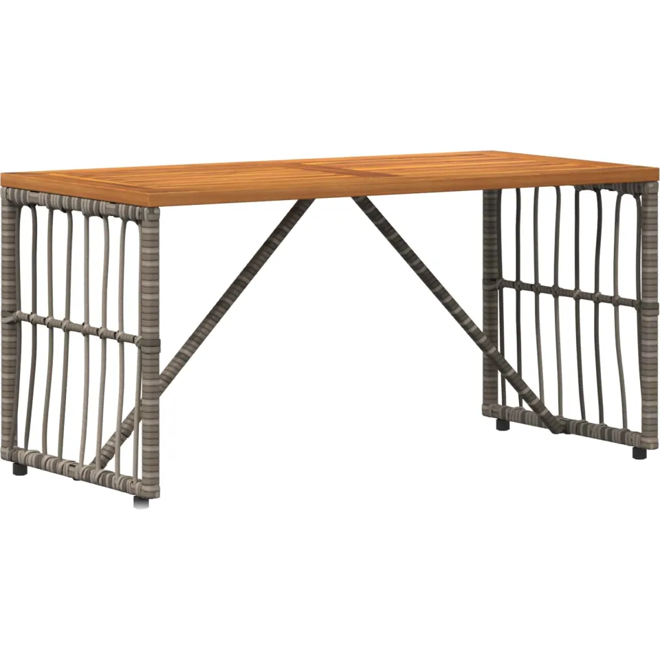 vidaXL Buiten Tafel Grijs 80 x 40 x 40 cm Staal en Poly Rattan, foto 3