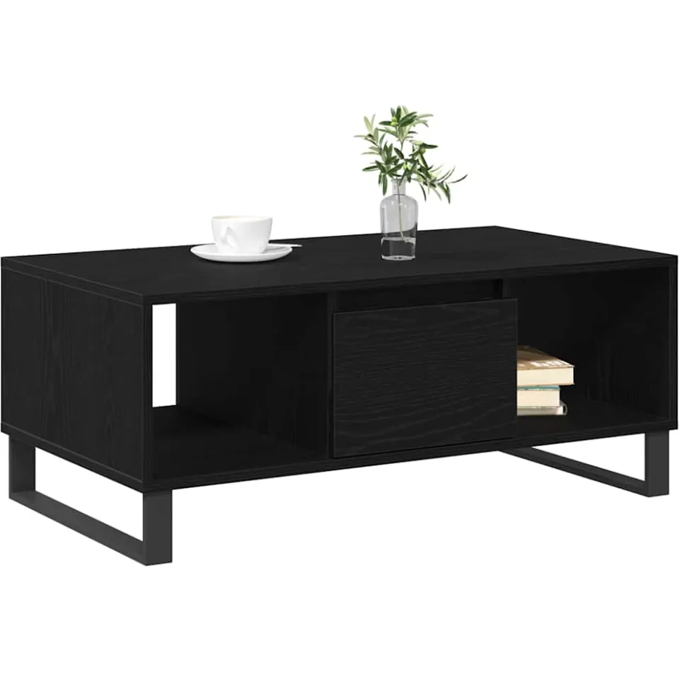 vidaXL Salontafel Zwart Eiken 90 x 50 x 36,5 cm Bewerkt hout