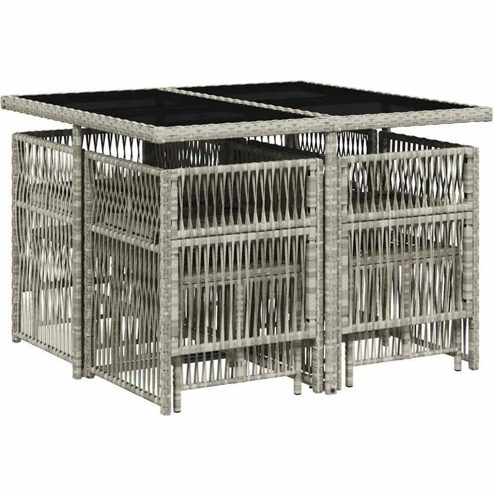 vidaXL 9-delige Tuinset met kussens poly rattan lichtgrijs grijs, foto 3