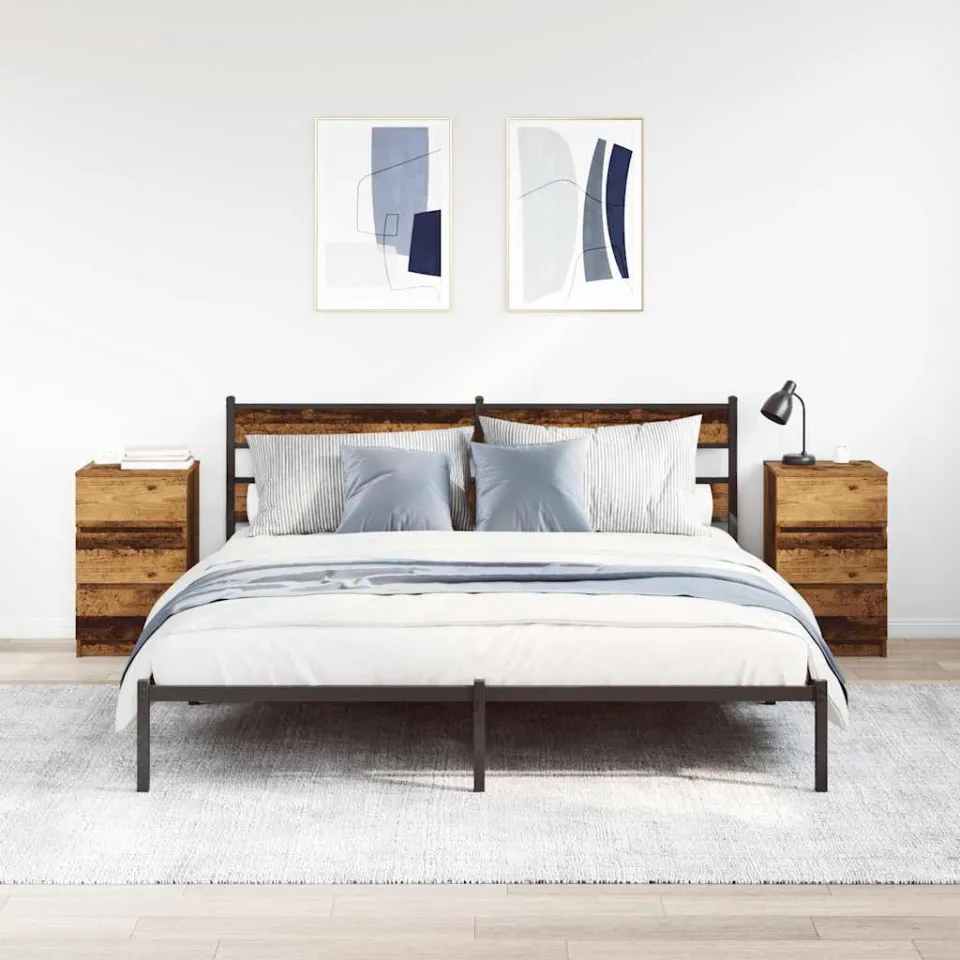 vidaXL Nachtkastjes met 3 lades 2 st 39x35x65 cm oud hout bruin, foto 3
