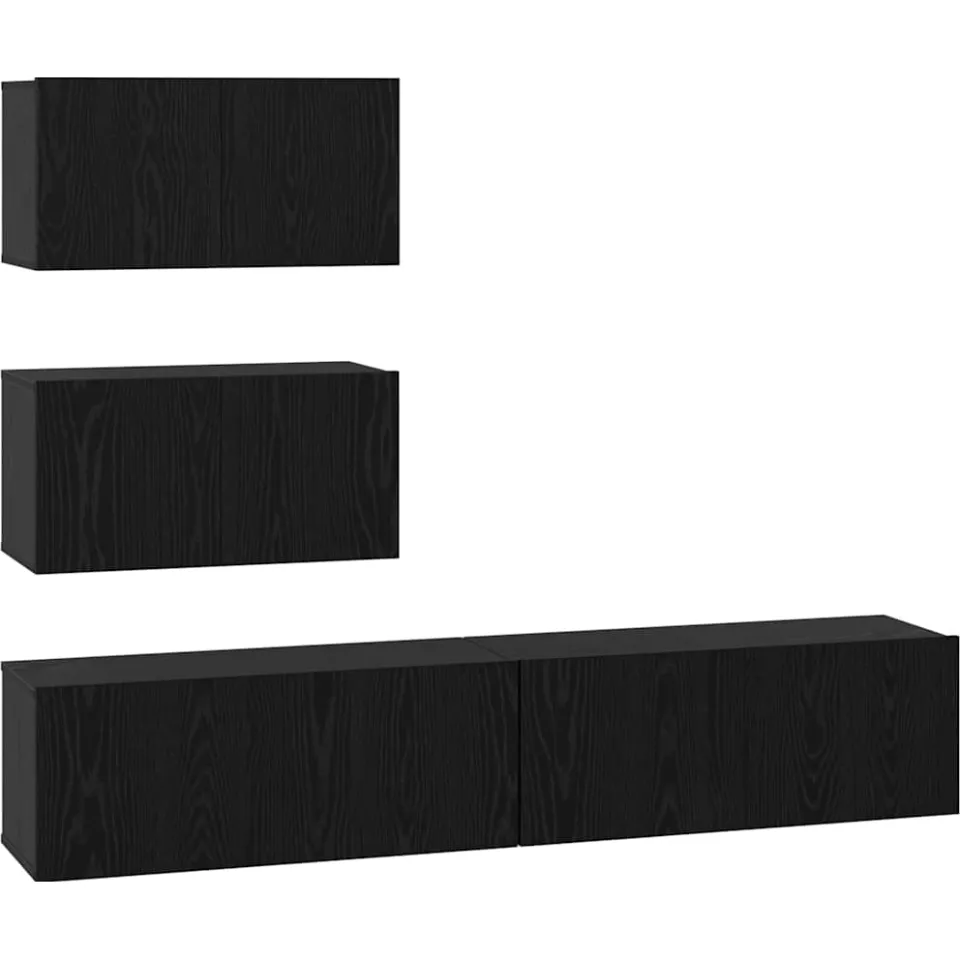 vidaXL Tv-meubelset 4 st 80 x 30 x 30 cm Zwart eiken, foto 3