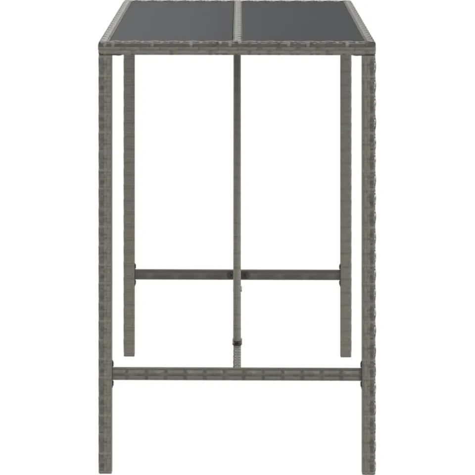 vidaXL Bartafel met glazen blad 110x70x110 cm poly rattan grijs, foto 4