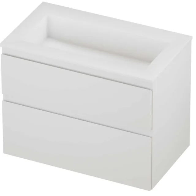 Proline Aristo Badmeubelset Polystone Elegant Zonder Kraangat 80x46x62 cm Mat White Mat Wit