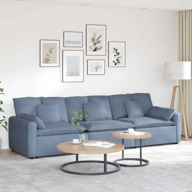 vidaXL Modulaire bank met kussens blauw