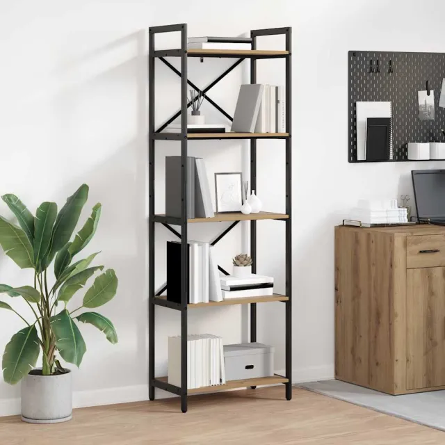 vidaXL Boekenkast 5-laags 56 x 34 x 171 cm Bewerkt hout Artisan Eiken, foto 2