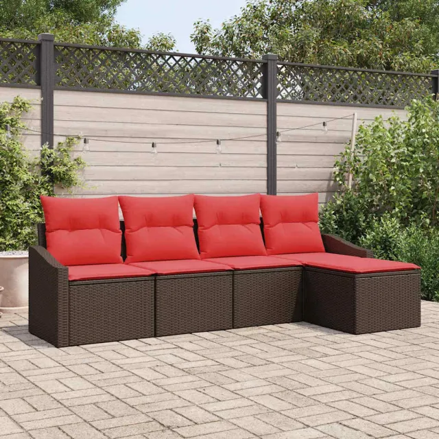 vidaXL Bankstel 5 st Bruin poly rattan, foto 2