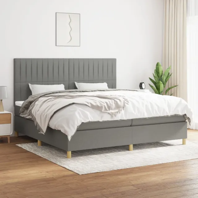 vidaXL Boxspring met matras stof donkergrijs 200x200 cm grijs