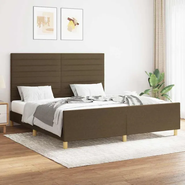 vidaXL Bedframe zonder matras stof donkerbruin 160x200 cm bruin