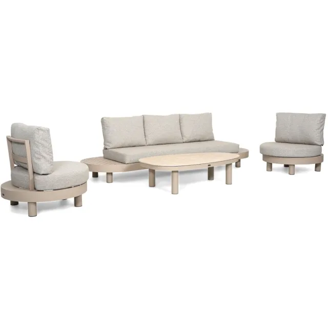 Lifestyle Garden Furniture Stoel en Bank Loungeset 5 personen Aluminium Zand/Beige Lifestyle Garden Furniture Organio/Mira