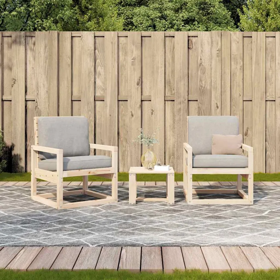 vidaXL 3-delige Loungeset massief grenenhout bruin, foto 2