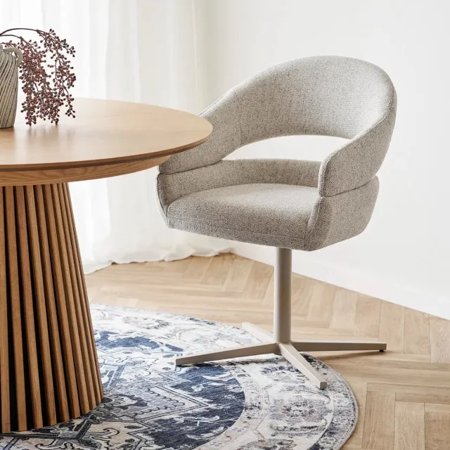 House Nordic Eetkamerstoel Dover - Staal - Beige - Set van 2