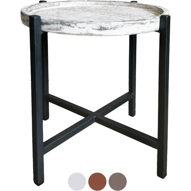 SVJ Home Decorations SVJ Bijzettafel Rond - 46 x 46 x 45 cm - Metaal - Zwart/Grijs